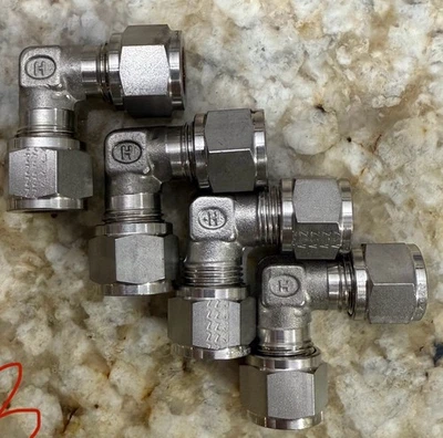 4- Hoke GYROLOK Stainless Steel 3/8 X 3/8 Compression Elbow 4 Fittings - Image 1 of 2