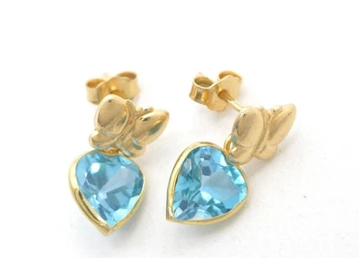 ✅✅✅Gold 750 / 18 Karat Stecker Ohrringe 2.1 Ct Blau Topas ❤️❤️❤️ - Bild 1 von 4