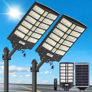 2 Pack Solar Street Lights Outdoor - 8000w Solar Lights Outdoor Waterproof Mo... - Picture 1 of 8