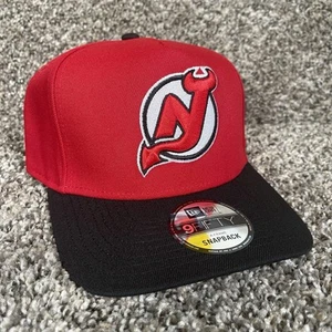 New Jersey Devils New Era 9Fifty A-Frame Adjustable SnapBack Black/Red Cap Hat - Picture 1 of 5