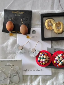 Tracy Lynn-Loft-Jaclyn Smith-More NWT Beaded GoldTone Statement 5 Pr Earring Lot - Picture 1 of 11