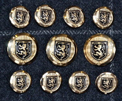 Metal Blazer Buttons Set - Rampant Lion Black Shield - Gold or Silver - Image 1 of 2