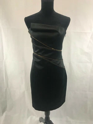 Vestido Allen B. Schwartz Collection Sin Tirantes Cremallera Acento Negro Venganza Talla 8 Foto 1 de 4