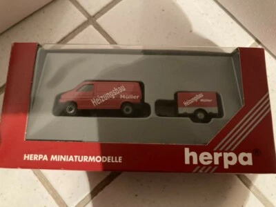 Herpa H0 044851 VW T4+rimorchio Heizungsbau Müller - Immagine 1 di 2