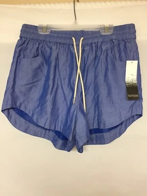 Pantalones Cortos Informales Kensie Para Mujer con Cordón Bolsillos Frontales KS5K1144 Azul Mediano Nuevos con Etiquetas Foto 1 de 2