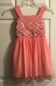 BCX Girls Peach Sz 10 Mesh Sleeveless Sequin Dress Wedding Party Fit Flare - Bild 1 von 10
