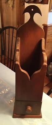 Bench Made New England Wooden Pipe Candle Box Primitive Style W/ Drawer 18” Tall - Image 1 of 4