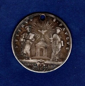 STATO PONTIFICIO 1761 CLEMENTE XIII TESTONE - MONETA FORATA QUALITA' BB - Bild 1 von 2