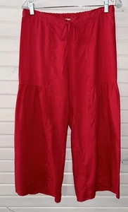 Soft Surroundings Sz XS 100% Linen Red Pants Pull On Wide Leg EUC - Picture 1 of 9