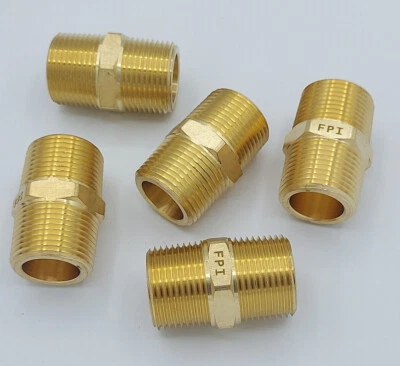 POWER PRODUCTS *5-PACK* 3/4" Brass Hex Nipple BP122-12 D.O.T. Air Brake Pneumatic Fitting