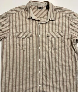 REI Coop Hemd Herren XLarge beige gestreift Button Down Bio Baumwolle Outdoor - Bild 1 von 9