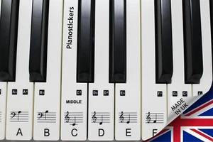 Music 61 key Keyboard or Piano Stickers 36 white laminated stickers - Picture 1 of 5