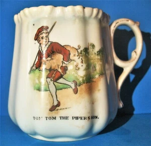 Vintage B T Co English Bone China Nursery Rhyme Cup Mug Tom Tom The Pipers Son - Picture 1 of 8