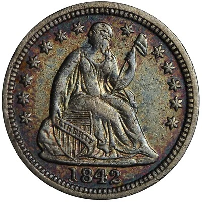 1842-O Seated Liberty 1/2 Half Dime AU+ Toned Rare Date & Grade! E723 KGHPN - Image 1 of 2