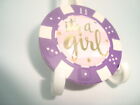 It's A Girl 3D design Poker Chip, Golf Ball Marker, Card Guard Purple/White  