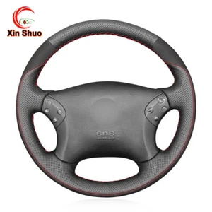 Black Genuine Leather Steering Wheel Cover For Mercedes Benz C-Class W203 AMG - Bild 1 von 13