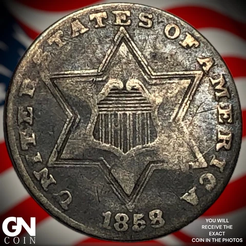 1858 3 Cent Silver Piece  Q5655 Cover
