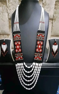 Pendientes Collar Boho Cuentas Hechos a Mano Cuentas Semilla Americano Ucraniano Tradicional Foto 1 de 2