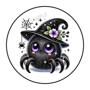 30 Halloween cute black spider stickers labels tags envelope seals - Picture 1 of 2