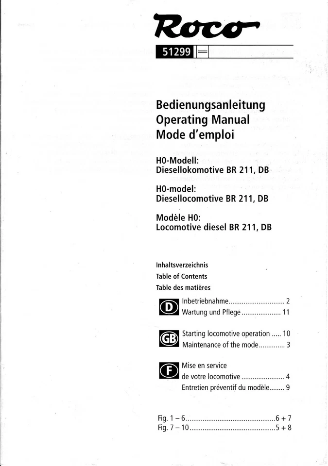 ROCO 51299 Original Anleitung für BR 211.   — 第 1/1 张图片