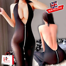 New Sexy ZIP Full Body Stocking Erotic Bodysuit Babydoll Woman Lingerie BLACK