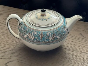 Teiera vintage turchese fiorentina in legno di zeppa - Foto 1 di 14