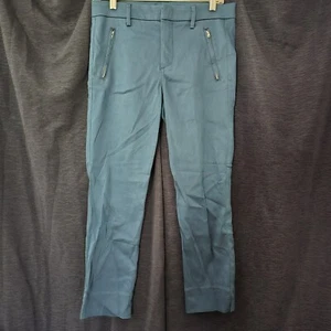 Anthropologie Level 99 Pants Womens 29 Juniper Blue Straight Leg Zip Pockets - Picture 1 of 6