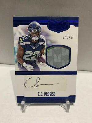2016 CJ Prosise Panini Plates & Patches 2 Color Auto /50 SEAHAWKS # 38 - Image 1 of 2