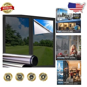 Black-Silver Reflective Window Film for 99% Daytime Privacy & UV Protection - Picture 1 of 11