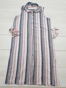 PRIMARK Buttoned Shirt Dress Size 16 Multi Striped Collar Belt Sleeveless Summer - Picture 1 of 7