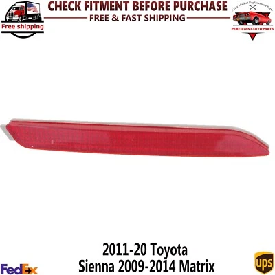 Reflector de parachoques trasero derecho para Toyota Sienna 2011-20 2009-2014 Matrix LX2831100 Foto 1 de 4