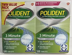 Polident 3-Minute Triple-Mint Antibacterial Denture, Effervescent 240 Tablets - Picture 1 of 2