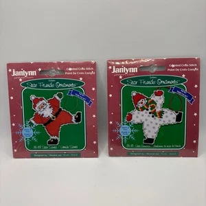 Lot 2 Janlynn Star Friends Cross Stitch Christmas Ornaments Kits Santa Snowman - Picture 1 of 5