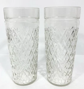 2 Vintage Anchor Hocking GESTEPPTER DIAMANT Eistee Glas Becher 7,5" hoch 22oz SELTEN - Bild 1 von 11
