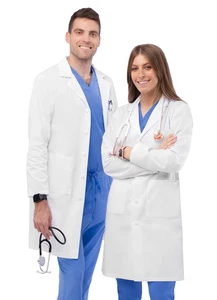 Adar Men Woman Doctor Nurse Scrub Uniform V-Cut Medical Consultation Lab Coat - Picture 1 of 14