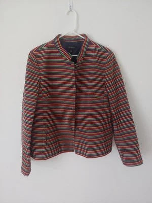 Talbots Striped Multicolored Rainbow Jacket Size 16 New Without Tags - Image 1 of 4