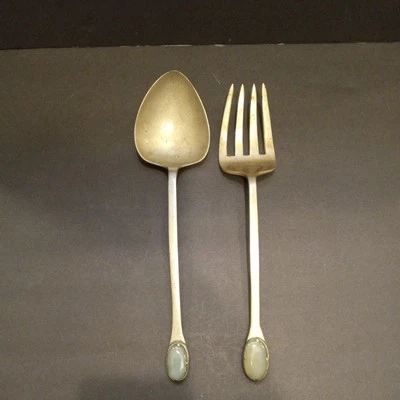 Tenedor de cuchara para servir de acero inoxidable de peltre colonial primitivo pradera granja americana Foto 1 de 4