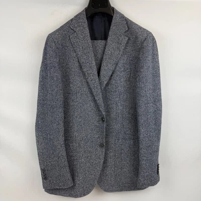 SUITSUPPLY 男式 42R 2 按钮海军蓝白色婴儿羊驼棉全套 — 第 1/4 张图片