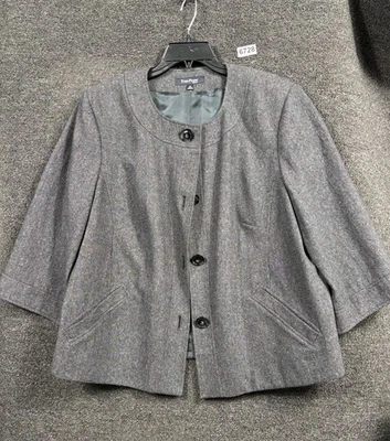 Chaqueta Blazer De Colección Evan Picone Mezcla de Lana Para Mujer Talla 2X Gris Cierre de Botones Foto 1 de 4