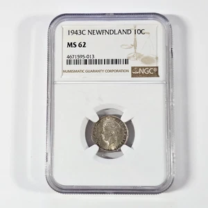 Terranova 1943 C 10 diez centavos - KM# 20 - Certificado NGC MS-62 - CD-049 - Imagen 1 de 7