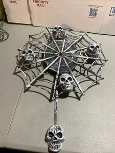 Skull Spiderweb Frameless Wall Clock For Gifts or Home Decor Halloween - Picture 1 of 14