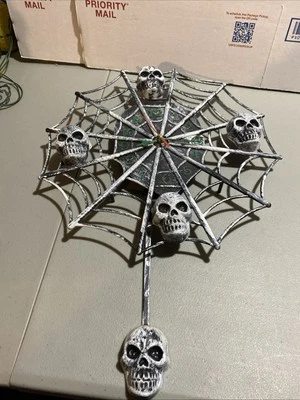 Skull Spiderweb Frameless  Wall Clock For Gifts or Home Decor Halloween - Image 1 of 4