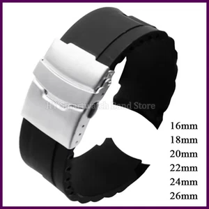 Silikon Uhrenarmband 16 mm 18 mm 20 mm 22 mm 24 mm 26 mm für Herren Damen gebogenes Ende - Bild 1 von 28