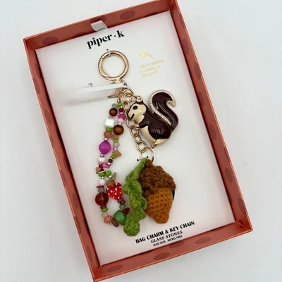 Bolso Piper K Ardilla Bellota Dije Llavero Cuentas Piedras Imitadas Nuevo en Caja Foto 1 de 3