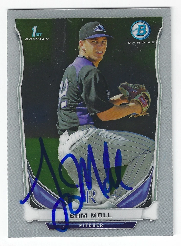 SAM MOLL COLORADO ROCKIES SIGNED 2014 BASEBALL CARD OAKLAND A'S CINCINNATI REDS - Image 1 of 1