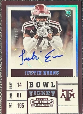 2017 Panini Contenders Draft Picks - Justin Evans #252 Bowl Ticket /99 (AU, RC) - Image 1 of 2