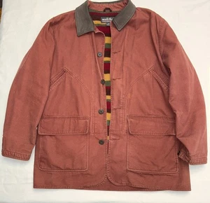 Abrigo de Granero de Lona Woolrich Años 90 De Colección Manta Forrada Chaqueta Abrigo Cuello de Cuero - Imagen 1 de 7