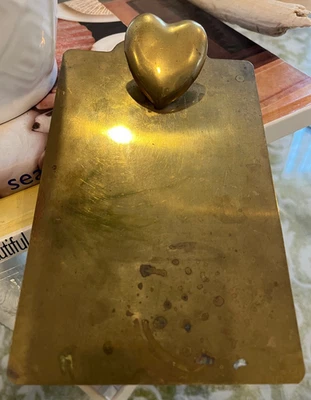 Vintage Brass Clipboard with Heart Clip - Image 1 of 4