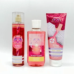 Paquete de 3 piezas Bath & Body Works Sunset Glow Mist, gel de ducha y crema, ¡NUEVO! - Imagen 1 de 3