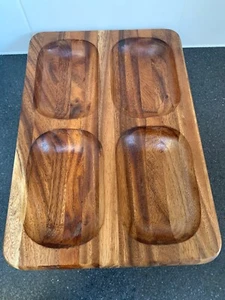 Vintage Danish Teak Wood Serving Dish/Tray 1960s Denmark Nordic Divided Plate - Picture 1 of 13